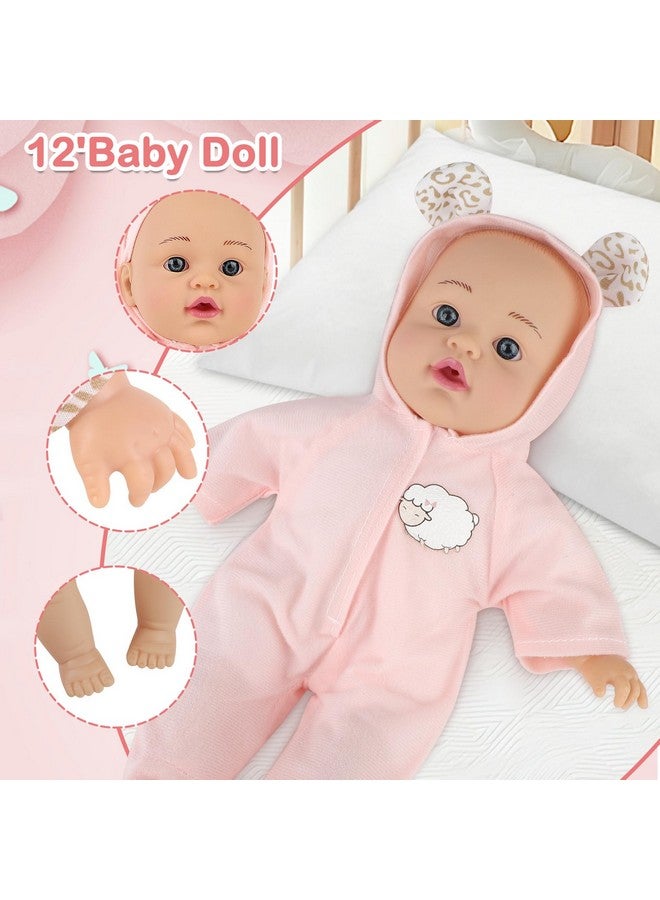 deAO deAO 12 Inch Baby Doll with Backpack Carrier Playset 14 Pcs Soft Baby Doll with Bottle Clothes and Accessories Baby Doll Set Toy for Toddler  - Image 5