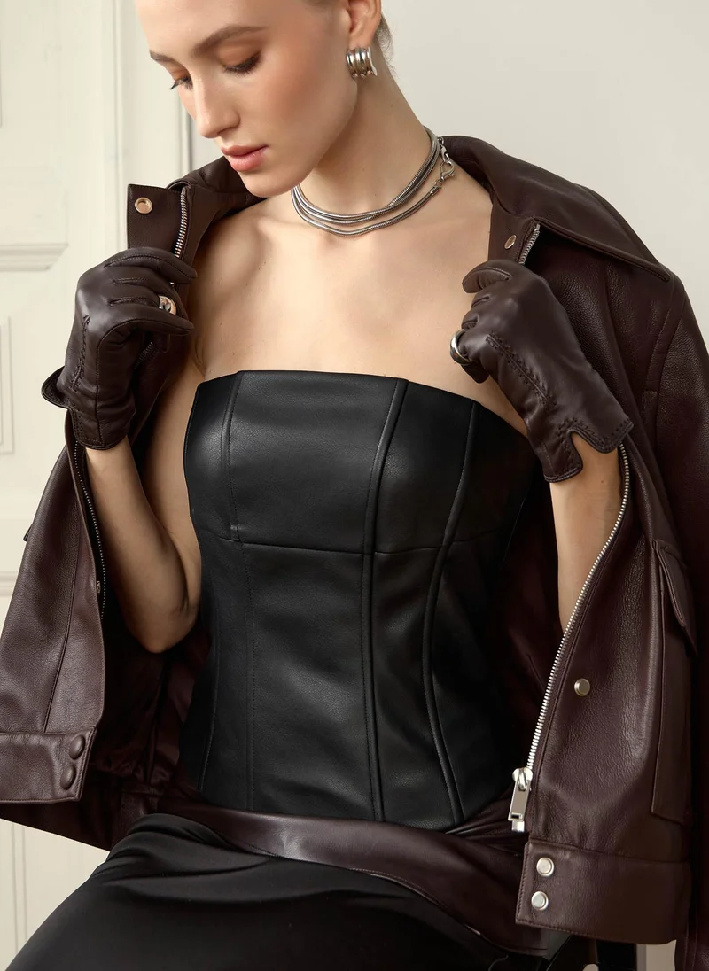 Lichi Corset eco-leather top