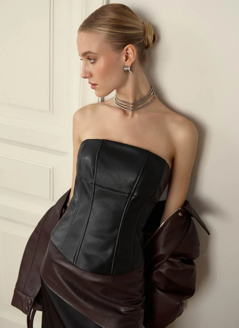 Lichi Corset eco-leather top