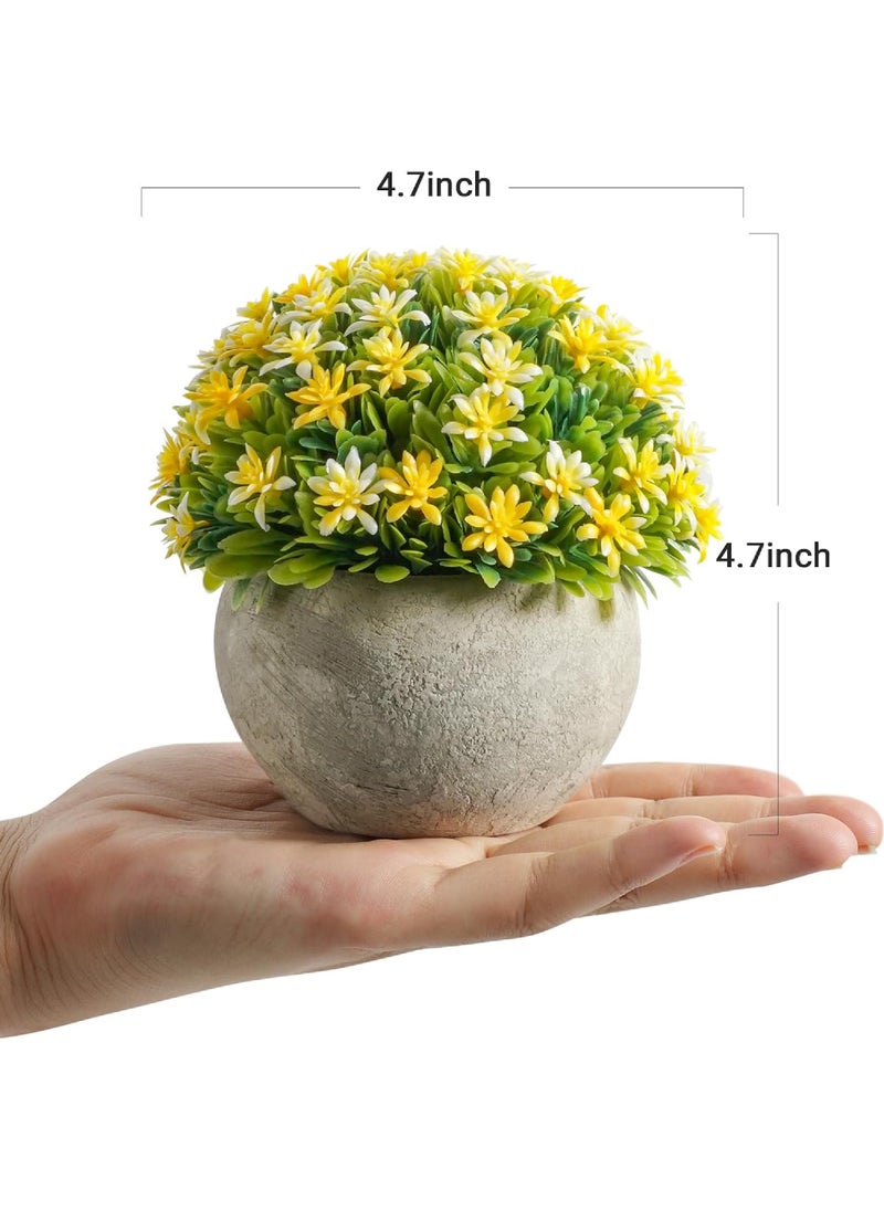 Rock Pow Yellow Mini Sage Green Potted Boxwood Topiary Artificial Plants for Home Decor Indoor, Farmhouse House Plant Office Small Desk Shelf Coffee Bar Bathroom Decor, Small Fake Plant  - Image 2