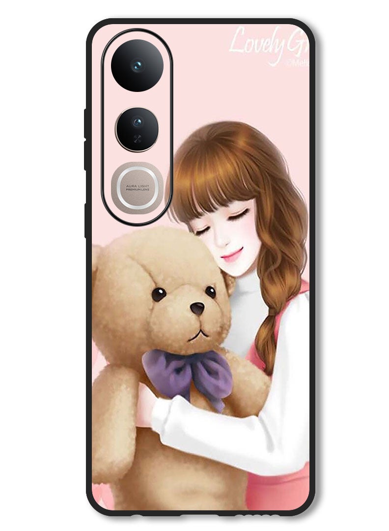 Theodor Case Compatible with Vivo V50 Lite Protection Shockproof Bumper Cover Lovely Girl Witih Teddy - Image 1