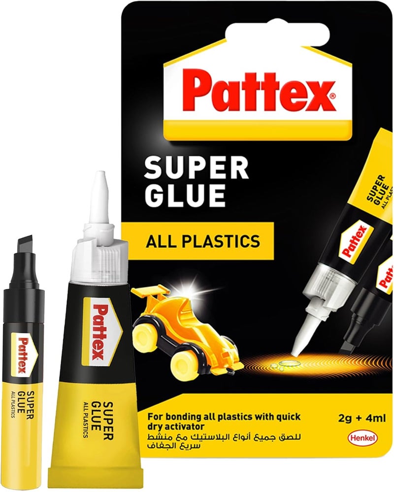 Pattex Liquid Glue For Plastic, Strong Adhesive Repairs, Clear Plastic Material, Easy To Use Instant Super Glue, 1 X 2G - Image 1