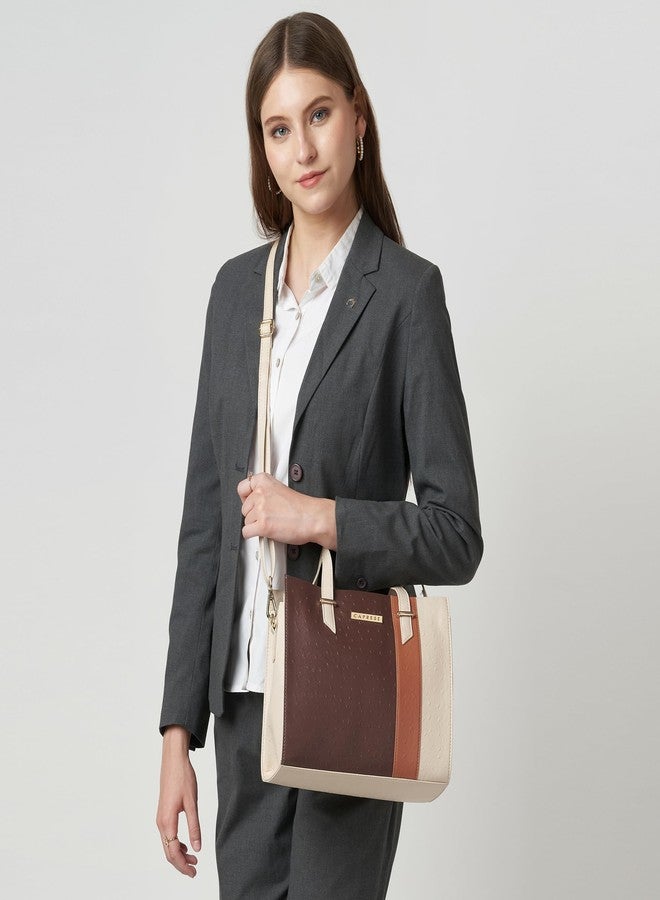Caprese Birdy Medium Satchel Bag for Women with Multiple Compartments, Adjustable & Detachable Strap | Versatile Shoulder, Crossbody & Handheld Bag for Work, Travel, and Everyday Use (Dark Beige) - Image 2