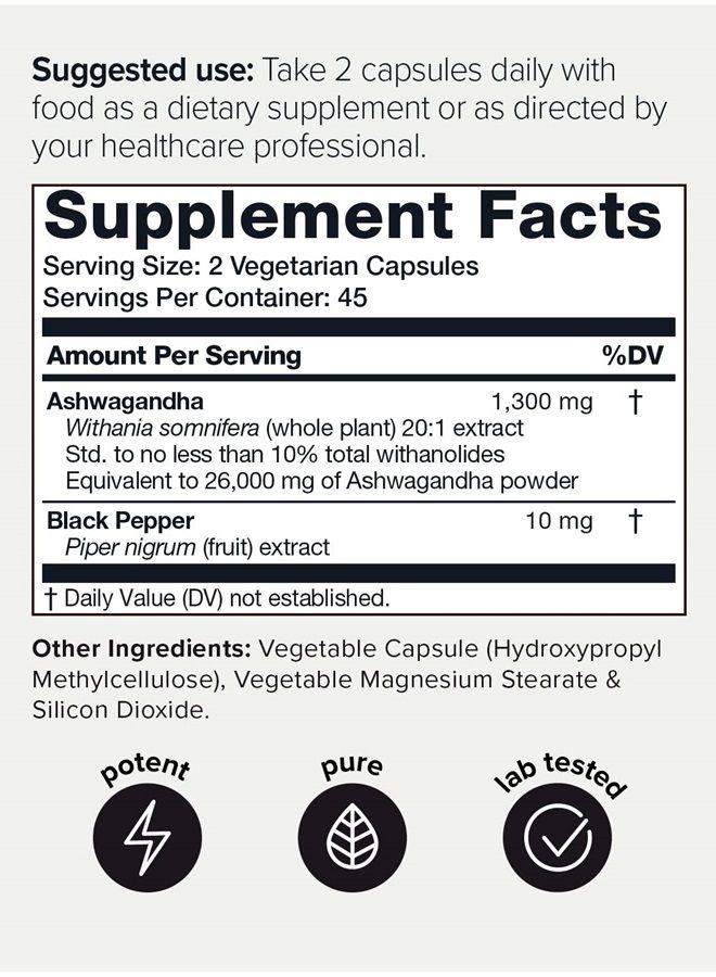 Toniiq 26,000 ملغ 20x مستخلص مركز - 10% ويثانوليدات - كبسولات أشواغاندا عالية القوة - تم جمعها برية في الهند - مكمل عالي التركيز ومتوافر حيوياً - 90 كبسولة نباتية - Image 2