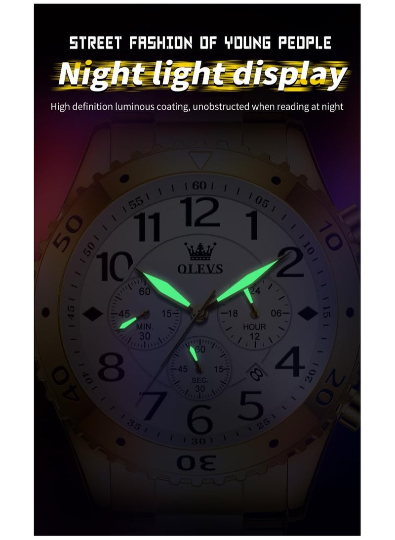 OLEVS Watches for Men Easy to Read Dress Classic with Calendar Business Dress Luxury Big Face Men Black Watch Waterproof Luminous Mens Wrist Watch Stainless Steel Watch - Image 3