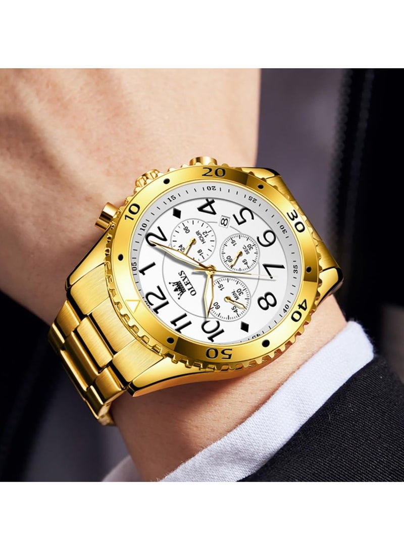 OLEVS Watches for Men Easy to Read Dress Classic with Calendar Business Dress Luxury Big Face Men Black Watch Waterproof Luminous Mens Wrist Watch Stainless Steel Watch - Image 4