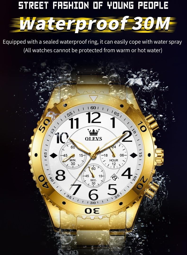 OLEVS Watches for Men Easy to Read Dress Classic with Calendar Business Dress Luxury Big Face Men Black Watch Waterproof Luminous Mens Wrist Watch Stainless Steel Watch - Image 5