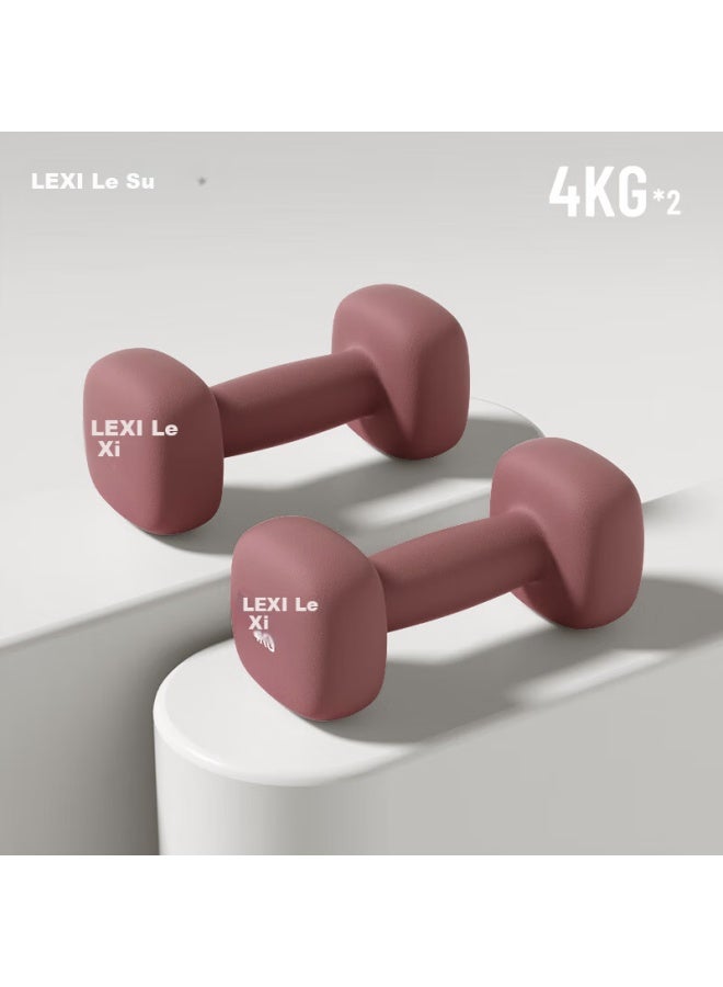 Lexi Solid Cast Iron Dumbbells Colorful Dip Coated Matte Small Dumbbells For Men And Women Home Fitness Muscle Sculpting Red 4kg*2 - Image 1