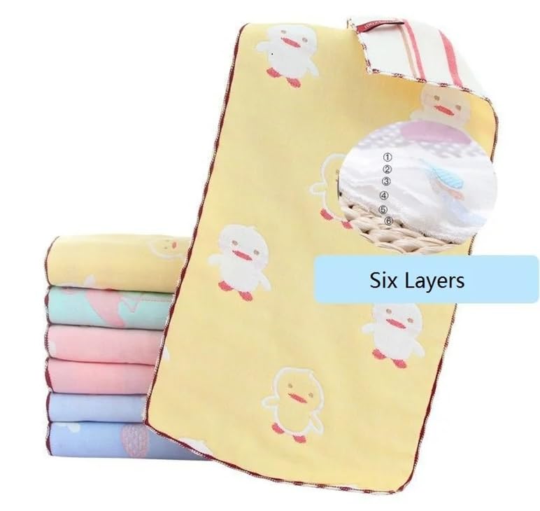 Little Boo Muslin 6 Layer Cotton Face Towels for Newborn Baby Extra Soft Hankies Reusable Napkins for Infants Toddlers/Kids (Pack of 5). Multicolor - Image 3