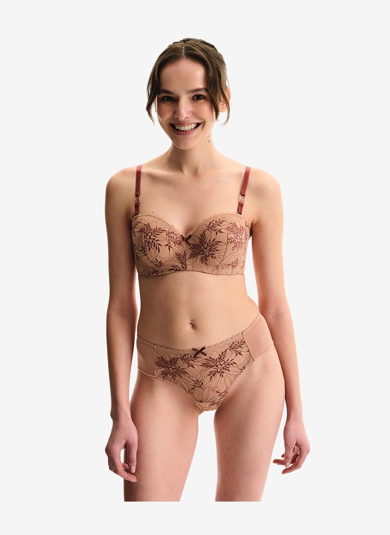 Penti Women Lotus Lace Beige Strapless Wired Bra - Image 1