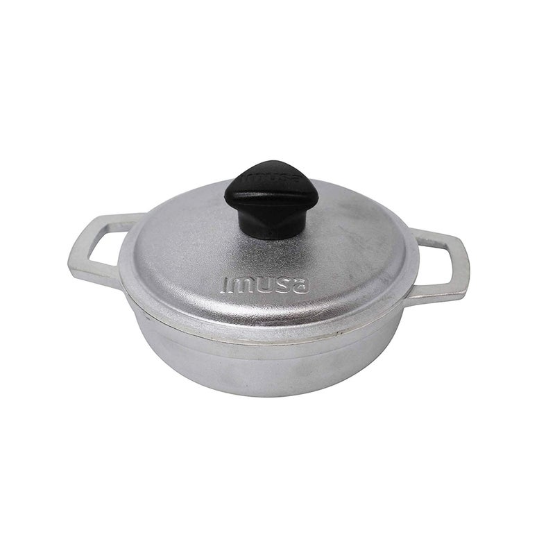 Imusa IMUSA USA 4 Piece 05Qt Traditional Colombian Mini Calderos Dutch Oven for Cooking and Serving Silver
