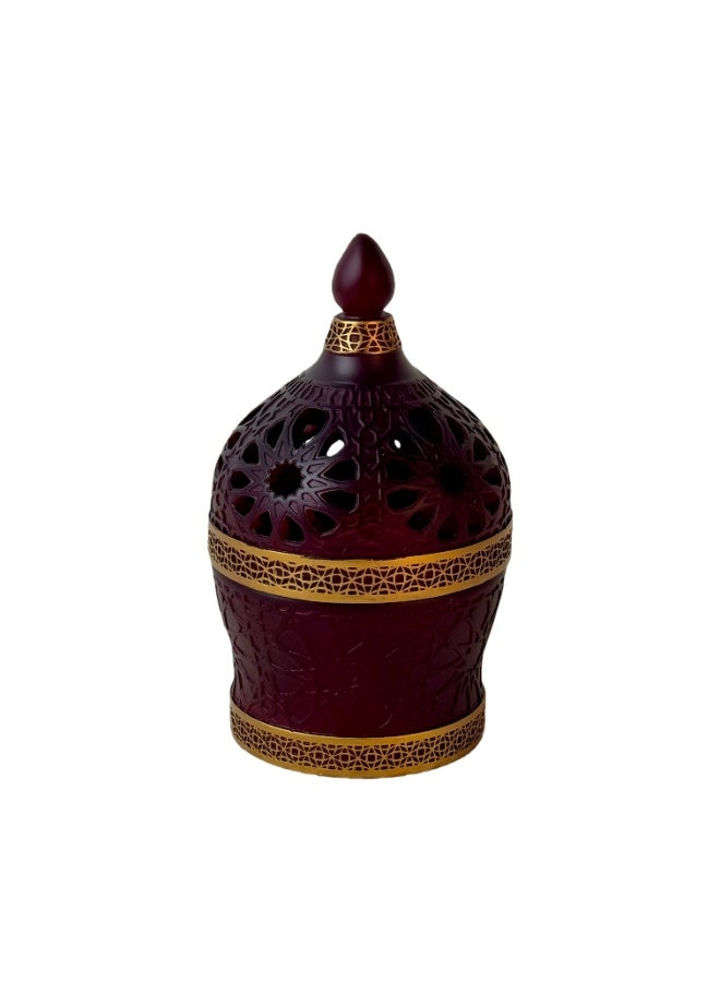 Resin Incense Burner with Gold Metal Tray - Agarwood Burning Stand for Indoor Air Purification/Home Decor/Meditation, Universal Charcoal Incense Burner, Bakhoor Incense Burner, Agarwood Frankincense Resin Incense Burner - Suitable for Yoga, Spa and Aromatherapy, Office and Home Decor, Classic Arabic Resin Incense Burner with Gold Metal Tray - Traditional Bakhoor Incense Burner - Image 1