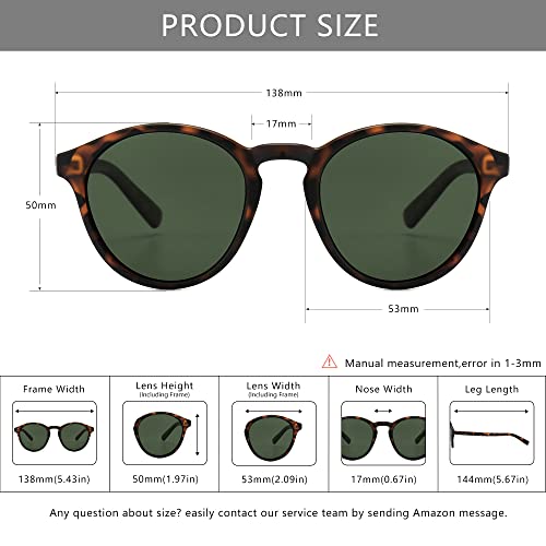 SUNGAIT Women's Classic Vintage Round Polarized Sunglasses Retro Style UV400(Amber Frame(Matte Finish)/Green Lens) K166HUPOKMOLV - Image 4