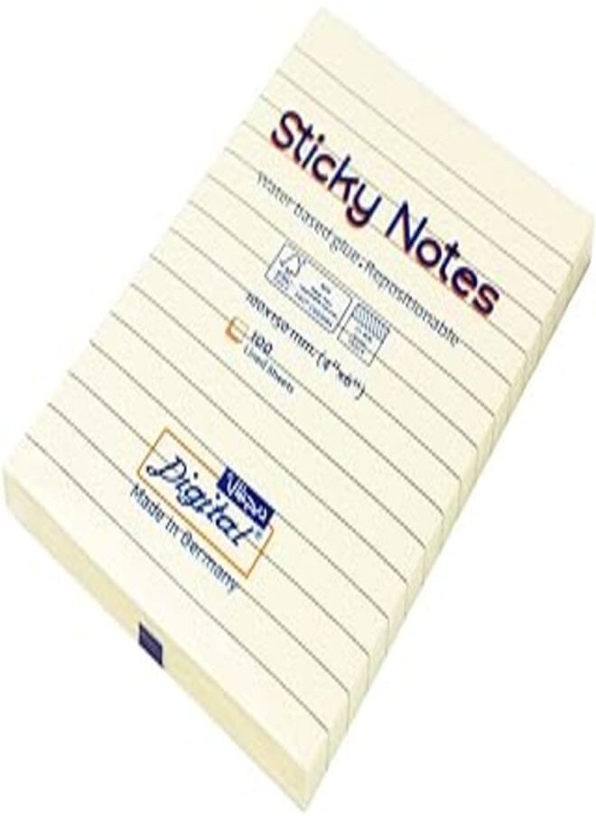 Digital Digital 5669-01-L Sticky Notes, 100x150 mm. (4x6), 100 Sheets, Yellow, Lined 