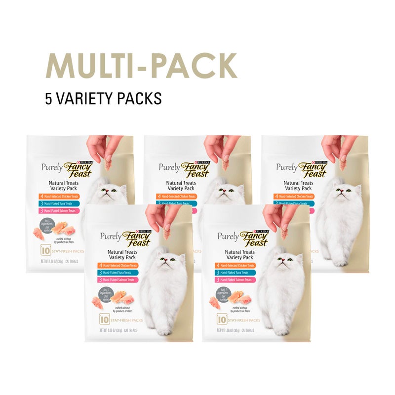 Fancy Feast Purina Fancy Feast Natural Cat Treats Variety Pack, Purely Natural - (Pack of 5) 10 ct. Pouches - Image 2