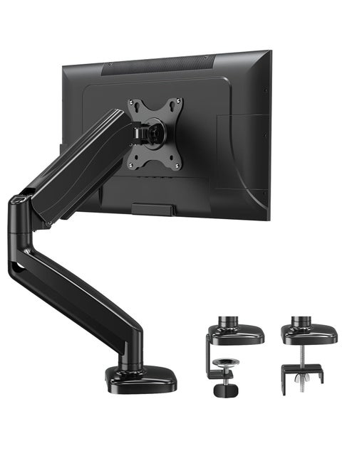 Single Monitor Arm for 13-32 Inch Monitors – Gas Spring Arm with 360° Rotation, VESA 75x75/100x100mm, C-Clamp & Grommet Base, Adjustable Stand for Monitors up to 8KG – Ergonomic & Space-Saving Monitor Mount