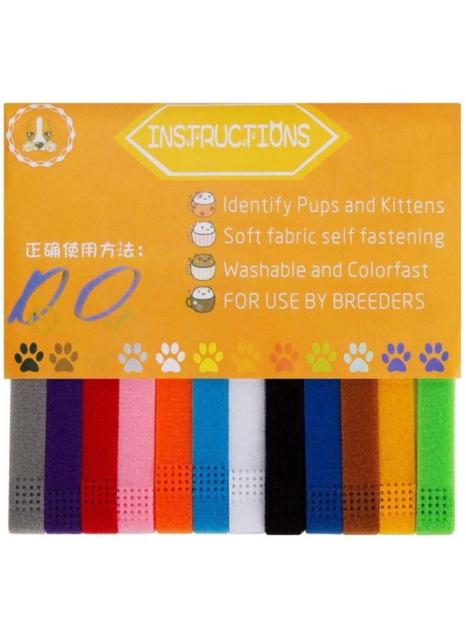 AIEX 12 pcs Assorted Colors Puppy ID Collars Whelping Collars Newborn Dog Kittens Band Adjustable Identification Collar for Pet - Image 2