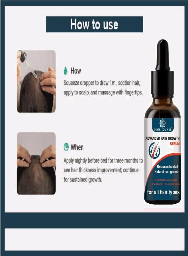 Pink Square Hair Growth Serum 3% Redensyl, 4% Capixyl, 3% Procapil, 3% Anagain | Boosts Hair Growth | Thicker & Stronger Hair | Non-Sticky | Paraben & Sulphate-Free 30 ml Pack of 3 - Image 3