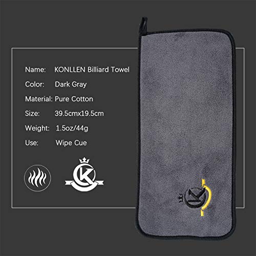 KONLLEN Billiards Billiard cue Towel - 100% Cotton Black 8-Ball Pool Cue Clean Towel Maintenance Accessories Cleaning Set - Image 4