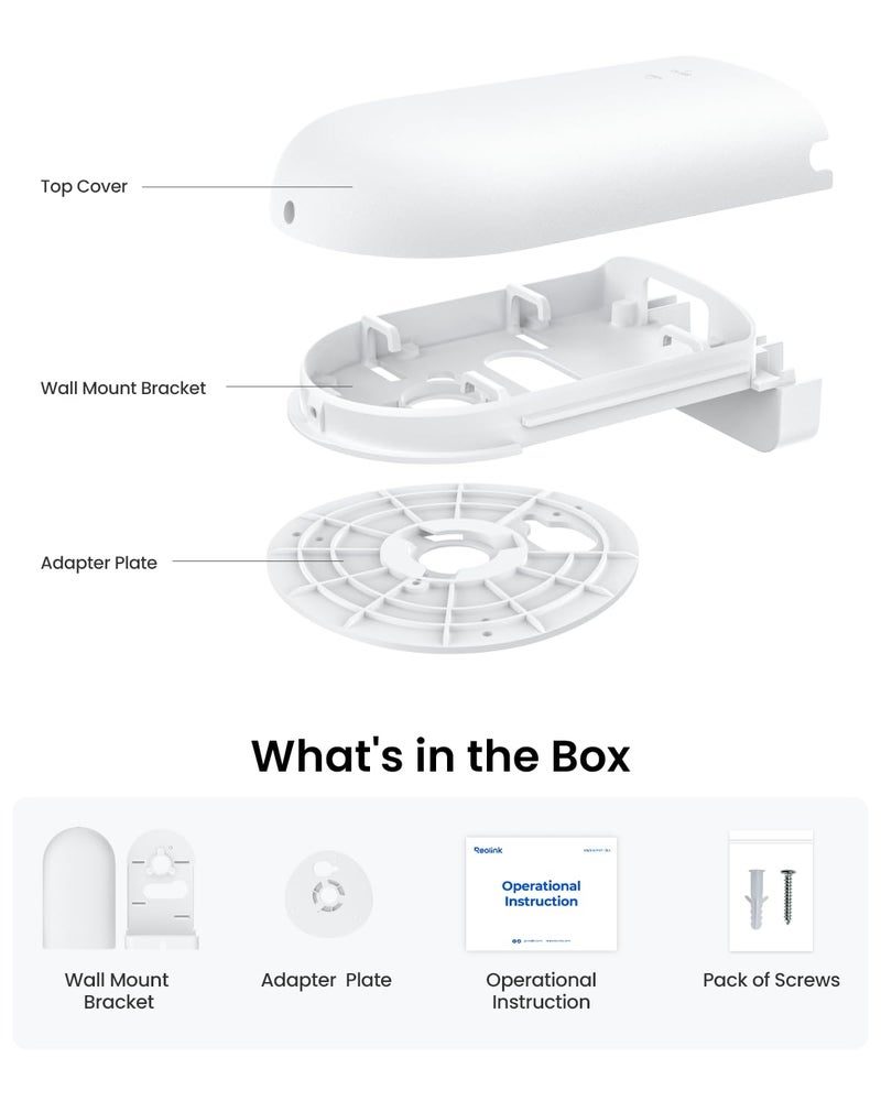 Reolink Wall Mount Bracket, Specially Designed for Reolink Cameras Including RLC-1240A, RLC-840A, RLC-540A, RLC-1224A, RLC-520A, RLC-820A, RLC-843A, RLC-840WA, Duo 3V PoE, Duo 2V PoE etc, RLA-BKW4 - Image 4