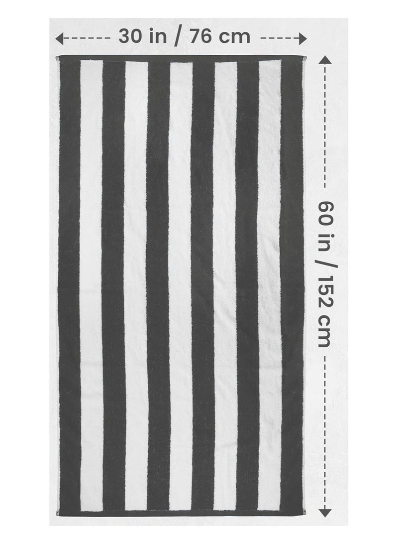 فابينني منشفة شاطئ قطنية 100%، مقاس 30×60 بوصة، منشفة حمام صيفية مخططة، مقاس 76×152 سم، عالية الامتصاص وسريعة الجفاف، منشفة حمام كبيرة الحجم، رمادية - Image 4