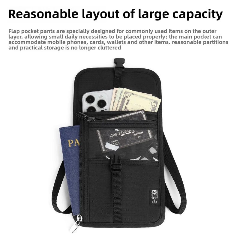 كيس التخزين بالجملة مكافحة RFID حقيبة كيس الهوية الهاتف المحمول إشعاع كيس صغير شهادة مكافحة السرقة شنق كيس الرقبة كيس الصدر - Image 2