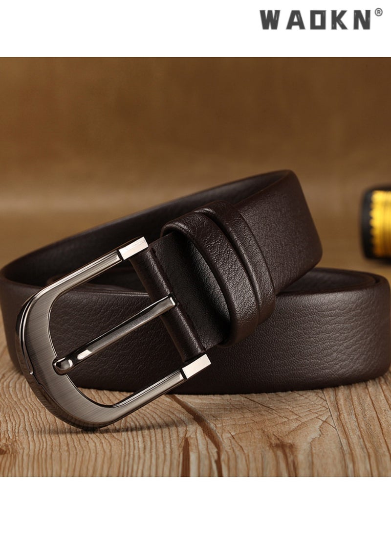 WAOKN Men's Pin Buckle Belt - Classic Casual Leather Waistband, Ideal for Daily and Special Occasions, Durable Comfortable Design, Versatile for All Outfits,Leather with Stylish Buckle - Image 3