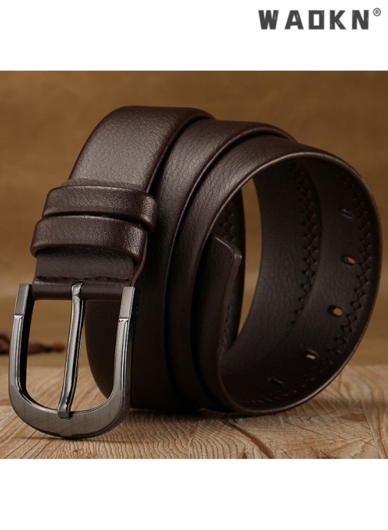 WAOKN Men's Pin Buckle Belt - Classic Casual Leather Waistband, Ideal for Daily and Special Occasions, Durable Comfortable Design, Versatile for All Outfits,Leather with Stylish Buckle - Image 2