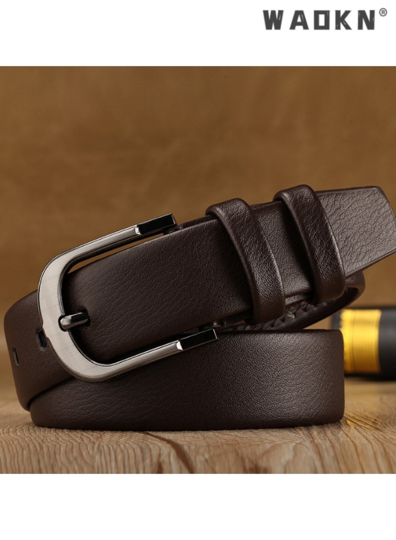WAOKN Men's Pin Buckle Belt - Classic Casual Leather Waistband, Ideal for Daily and Special Occasions, Durable Comfortable Design, Versatile for All Outfits,Leather with Stylish Buckle - Image 4