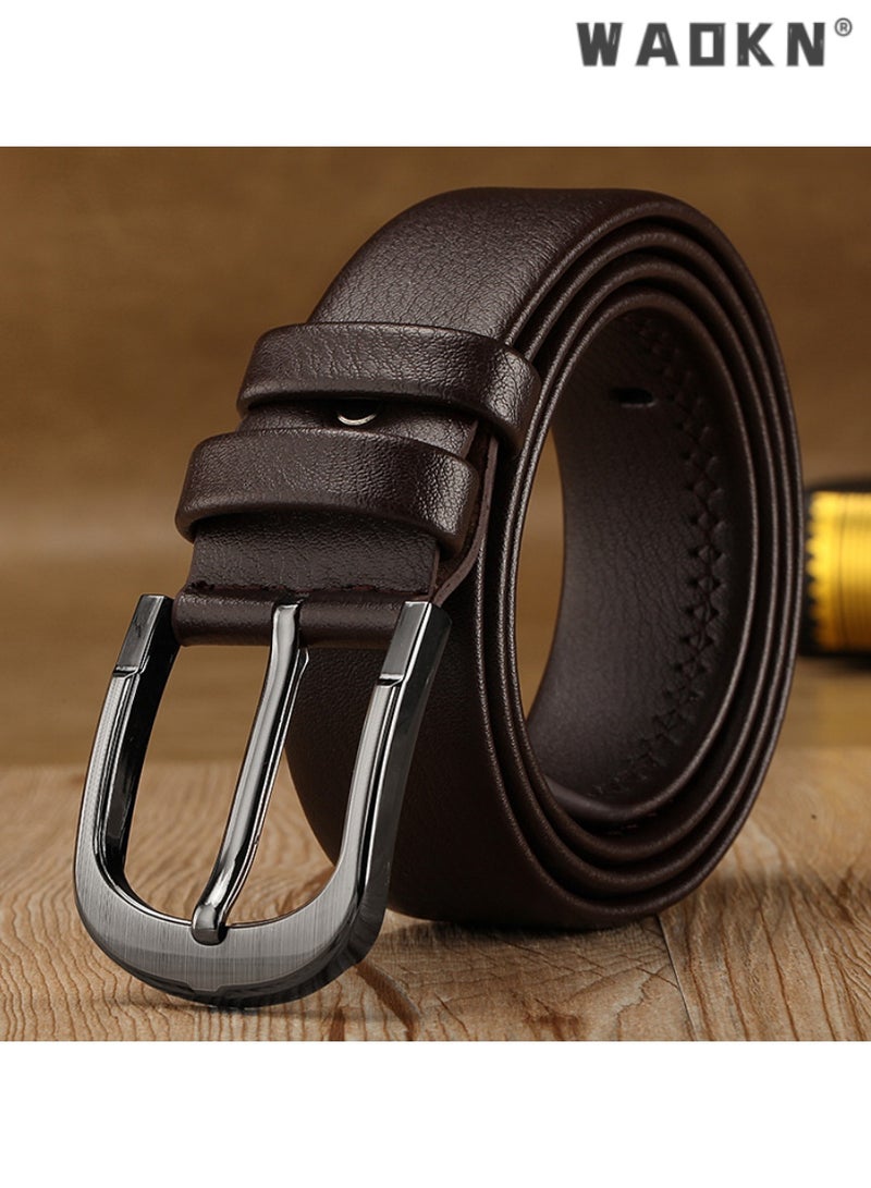 WAOKN Men's Pin Buckle Belt - Classic Casual Leather Waistband, Ideal for Daily and Special Occasions, Durable Comfortable Design, Versatile for All Outfits,Leather with Stylish Buckle - Image 1