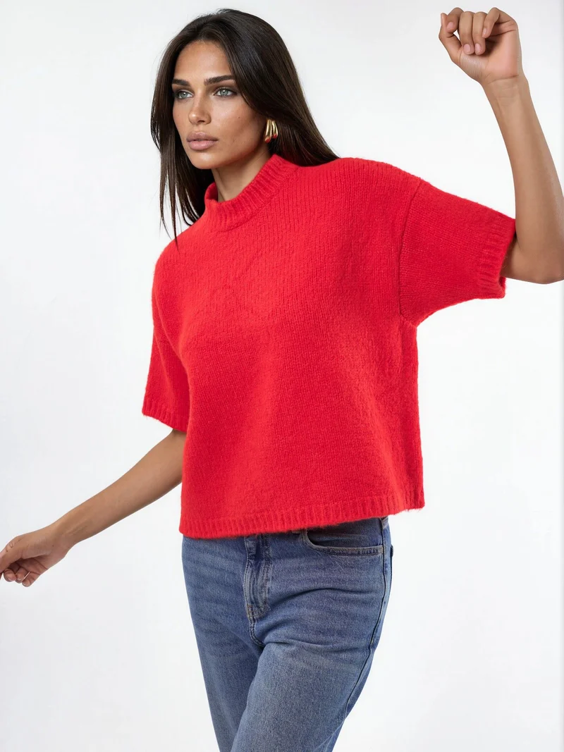 HICCUP Relaxed Fit Crew Neck Knitwear Sweater