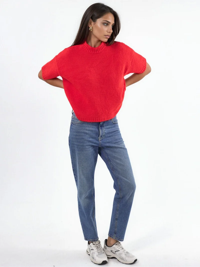 HICCUP Relaxed Fit Crew Neck Knitwear Sweater