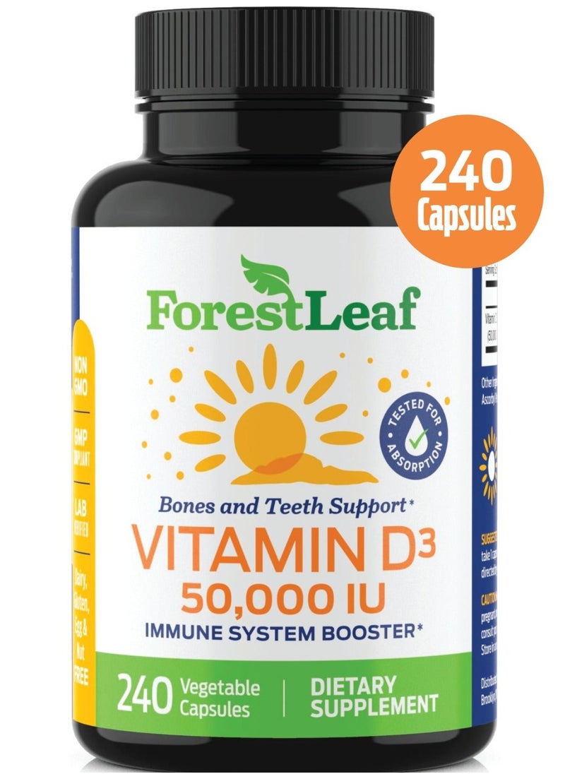 ForestLeaf Vitamin D3 1,250 mcg (50,000 IU) 240 Vegetable  - Image 1