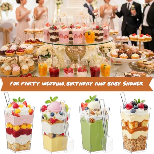 LifeIdeas 150 Pcs 3 Oz Mini Dessert Cups with Lids & Spoons, Reusable Plastic Parfait, Pudding & Shooter Cups for Parties, Ideal for Ice Cream, Fruit, and Cake, Clear Dessert Cups, Vasos para Postres con Tapa - Image 5