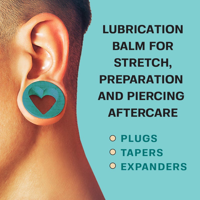 BASE LABORATORIES Ear Stretching Balm For Ear Gauges | Ear Stretching Balm For Earlobe Stretching & Preparation | All Natural Piercing Aftercare With Shea Butter & Eucalyptus Oil | 1.7 oz - Image 4