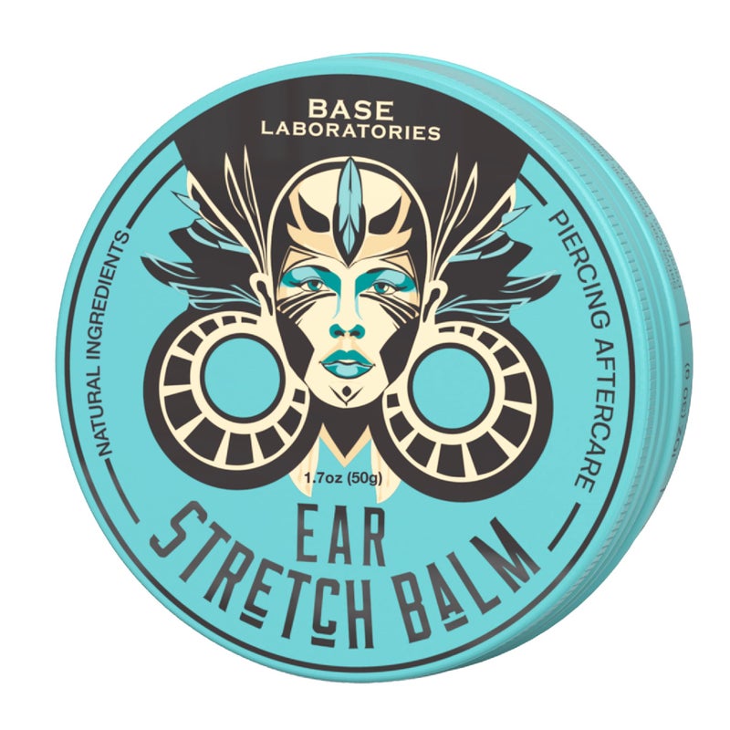 BASE LABORATORIES Ear Stretching Balm For Ear Gauges | Ear Stretching Balm For Earlobe Stretching & Preparation | All Natural Piercing Aftercare With Shea Butter & Eucalyptus Oil | 1.7 oz - Image 1