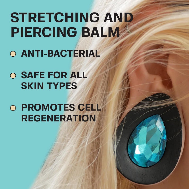 BASE LABORATORIES Ear Stretching Balm For Ear Gauges | Ear Stretching Balm For Earlobe Stretching & Preparation | All Natural Piercing Aftercare With Shea Butter & Eucalyptus Oil | 1.7 oz - Image 3