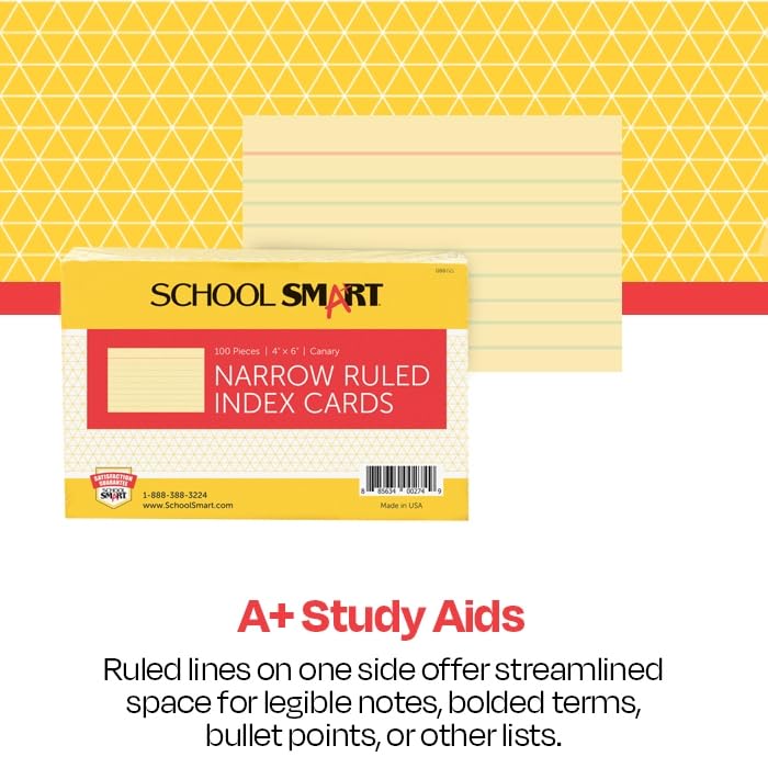 School Smart بطاقة فهرسة مدرسي ذكية، 4 × 6 بوصات، كاناري، عبوة من 100 - Image 4