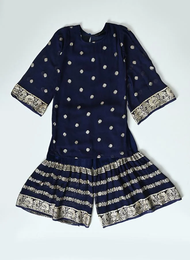 BELLA MODA Printed Round Neck Kurta & Tiered Sharara Set by Styli