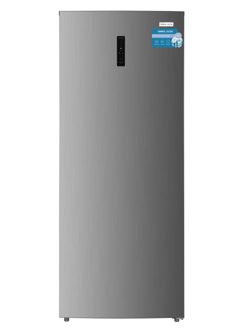 جنرال جولدن فريزر عمودي جنرال جولدين سعة 510 لترًا 18 قدمًا مكعبًا، ضاغط عاكس موفر للطاقة، خاصية عدم التجمد، التحكم باللمس، السعة القصوى، اللون الرمادي الفاخر - Image 1