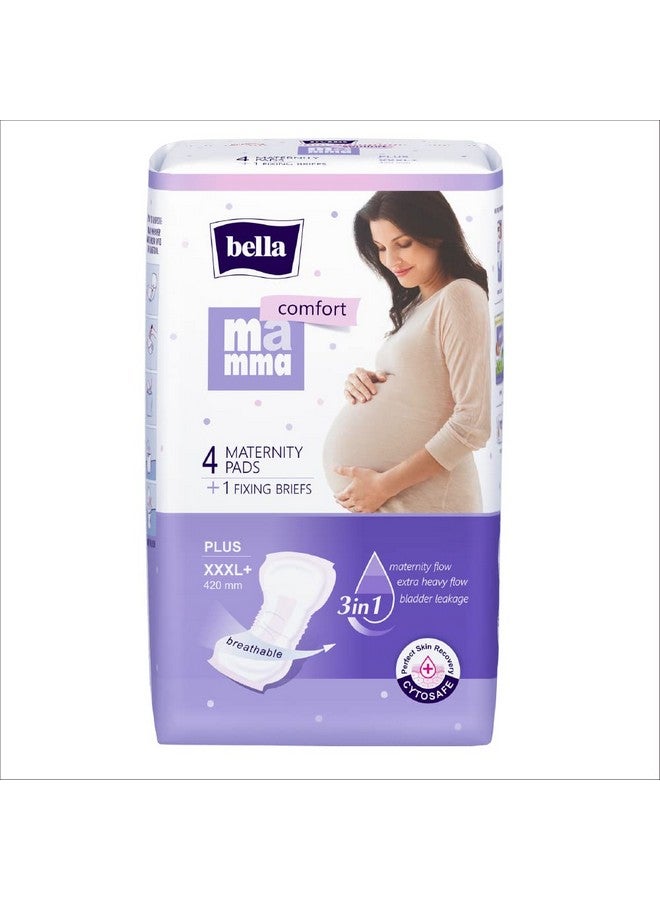 Bella Mamma Comfort Plus Maternity Pads | After Delivery For Women | Anatomical Shape | Ultra Absorption | Cytosafe Perfect Skin Recovery | Size Xxxl+ | Pack Of 4 Pads + 1 Fixing Briefs  - Image 1