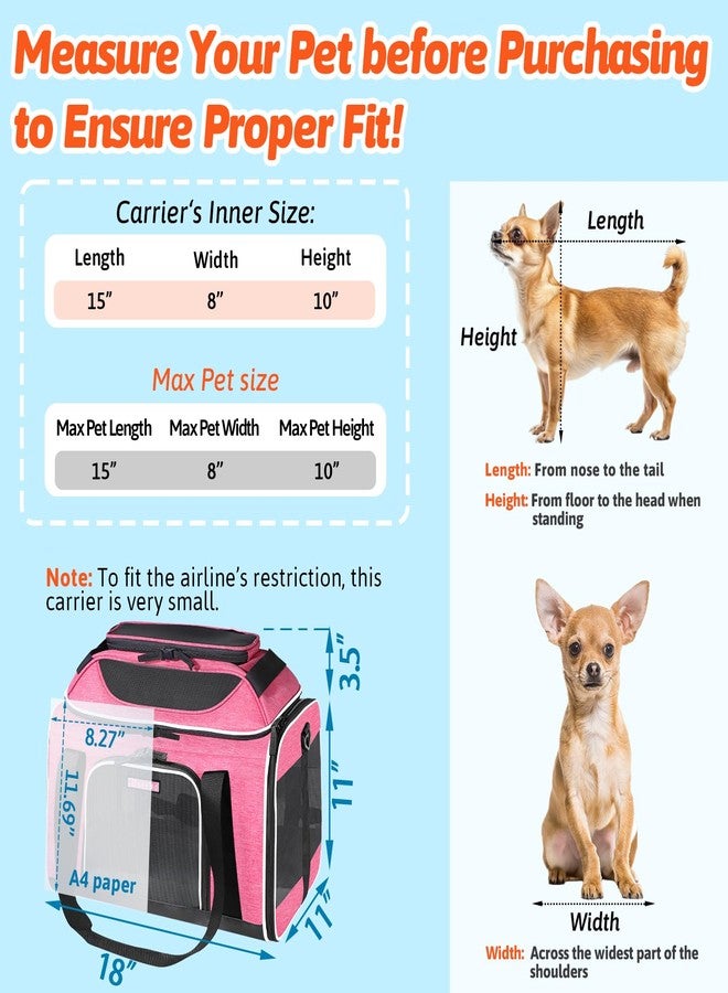 Petskd Top-Expandable Pet Carrier 18x11x11 Inches Delta American United Airline Approved, Soft-Sided Carrier for Small Cats and Dogs with Locking Safety Zippers and Anti-Scratch Mesh(Pink) - Image 3