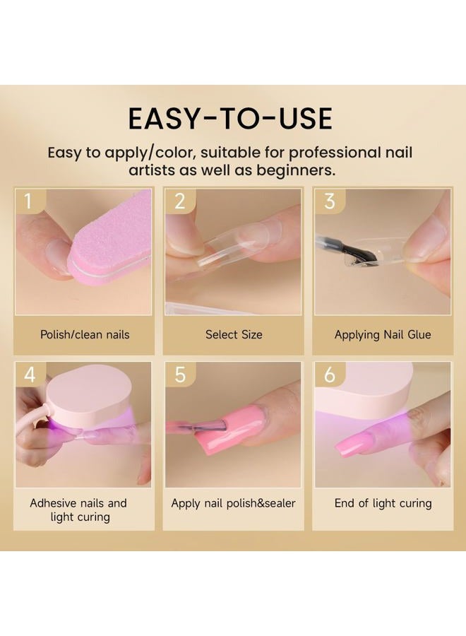 AORAEM Square Nail Tips 600PCS: Artificial Full Cover Nail Tips, Soft Clear Acrylic Medium Press on Nails, 12Sizes False Nails with Box for Home DIY Nail Salon - Image 4