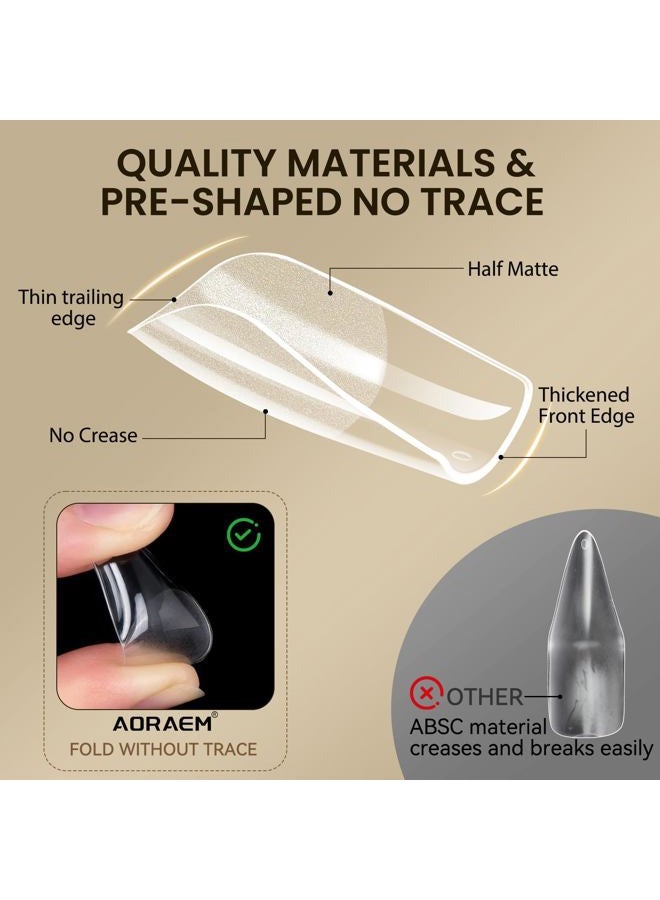 AORAEM Square Nail Tips 600PCS: Artificial Full Cover Nail Tips, Soft Clear Acrylic Medium Press on Nails, 12Sizes False Nails with Box for Home DIY Nail Salon - Image 3