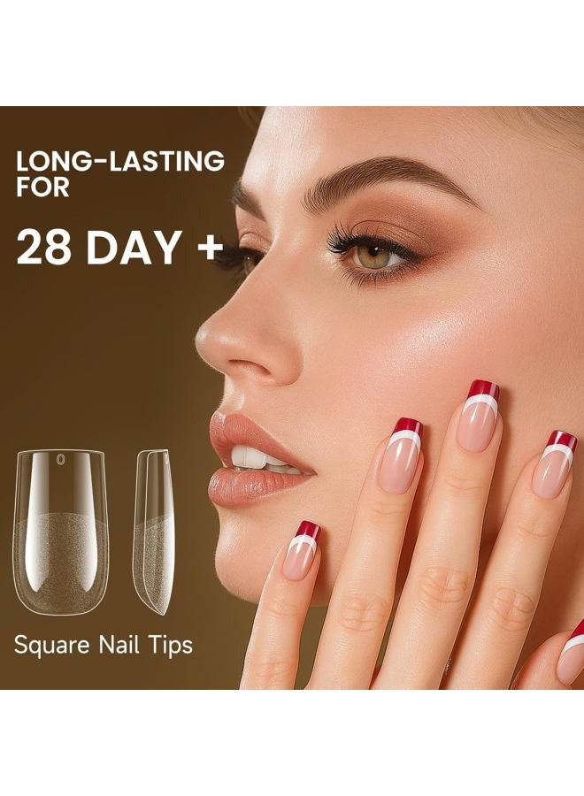 AORAEM Square Nail Tips 600PCS: Artificial Full Cover Nail Tips, Soft Clear Acrylic Medium Press on Nails, 12Sizes False Nails with Box for Home DIY Nail Salon - Image 5
