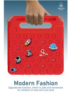 Moxedo Moxedo Rugged Protective EVA Silicone Kids Case Cover, Shockproof DIY 3D Cartoon Pattern with Pencil Holder, Stand and Handle Grip Compatible for Apple iPad 2022 (10th Gen) 10.9 inch – Red  - Image 5