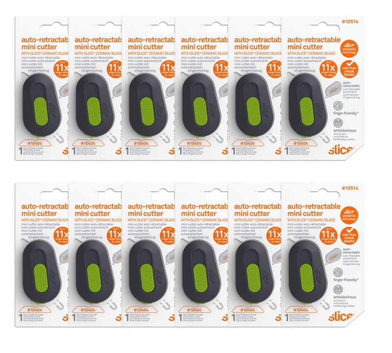 Slice Auto-Retractable Mini Box Cutter | Safe Ceramic Box Cutter Lasting 11x Longer than Metal | Keychain Box Opener | 12 Pack - Image 1