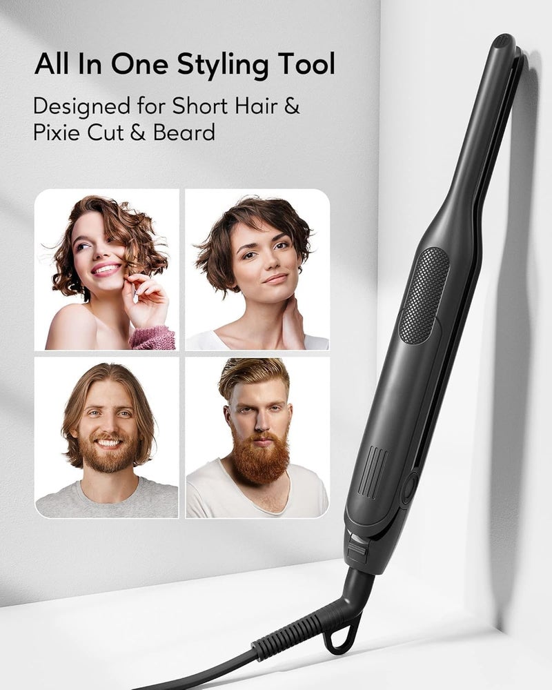 Telfun Mini Flat Iron - 3/10" Ultra-Slim Straightener for Short Hair, Bangs & Beard, Fast 15-Second Heat-Up, Adjustable Temperature & Dual Voltage - Image 2