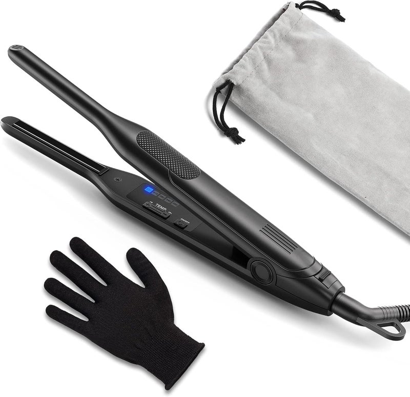 Telfun Mini Flat Iron - 3/10" Ultra-Slim Straightener for Short Hair, Bangs & Beard, Fast 15-Second Heat-Up, Adjustable Temperature & Dual Voltage - Image 1