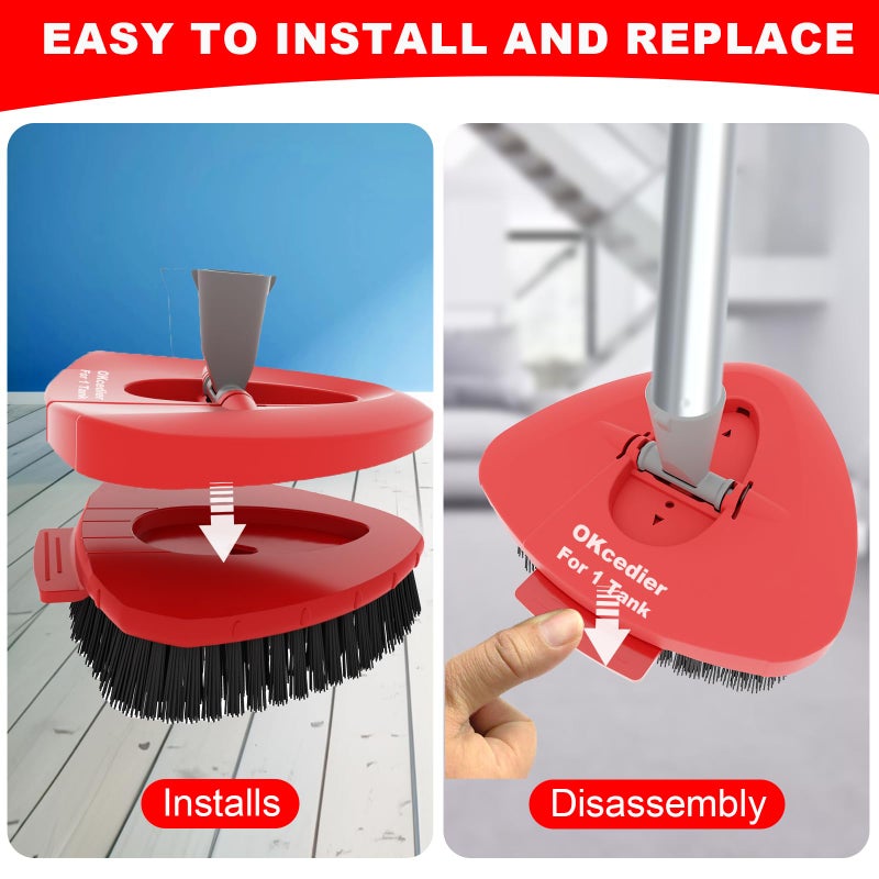 OKcedier Upgrade Scrub Brush Replacement Head Compatible with O Cedar EasyWring 1 Tank Spin Mop, Mop Replace Head Brush,Scrubber Floor Cleaning Brush,More Layers of Bristles for Bathroom, Deck, Tile, Kitchen - Image 5